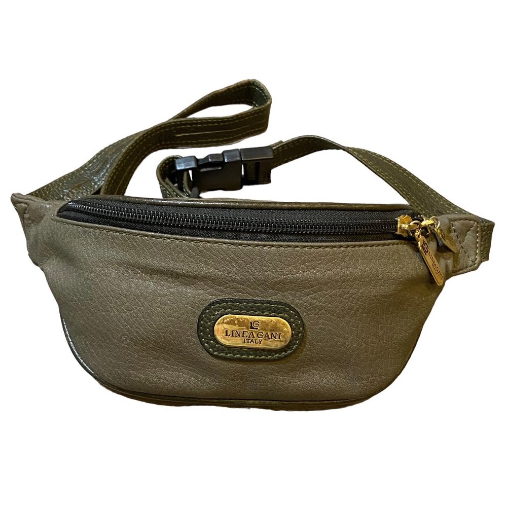 Linea Gani Collection Gray Leather Fanny Pack 2 Compartments Made in Italy